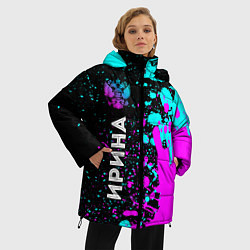Куртка зимняя женская Ирина и неоновый герб России: по-вертикали, цвет: 3D-черный — фото 2