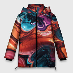 Куртка зимняя женская Красочные переливы волн, цвет: 3D-черный