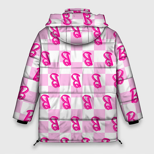 Женская зимняя куртка Розовая шашка и Барби / 3D-Черный – фото 2