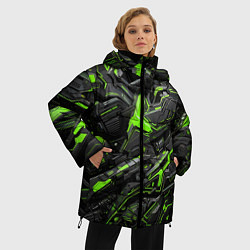 Куртка зимняя женская Текстура киберпанка, цвет: 3D-красный — фото 2