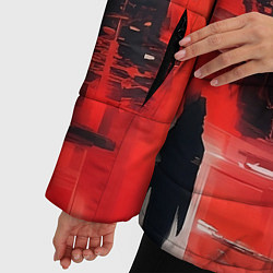 Куртка зимняя женская Нарисованный город с силуэтом человека, цвет: 3D-светло-серый — фото 2
