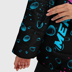 Куртка зимняя женская Mercedes - neon gradient: надпись, символ, цвет: 3D-черный — фото 2