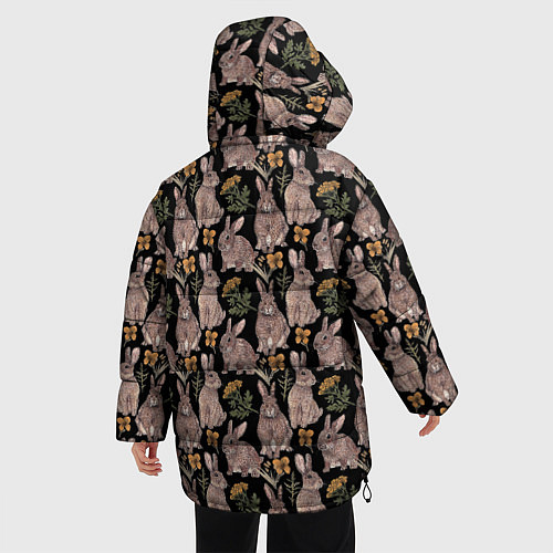 Женская зимняя куртка Зайцы и пижма / 3D-Светло-серый – фото 4