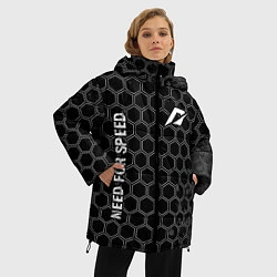 Куртка зимняя женская Need for Speed glitch на темном фоне: надпись, сим, цвет: 3D-черный — фото 2