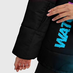 Куртка зимняя женская Watch Dogs - neon gradient: надпись, символ, цвет: 3D-черный — фото 2