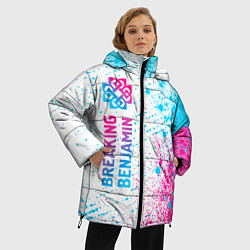 Куртка зимняя женская Breaking Benjamin neon gradient style: по-вертикал, цвет: 3D-черный — фото 2