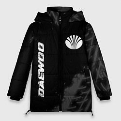 Куртка зимняя женская Daewoo speed на темном фоне со следами шин: надпис, цвет: 3D-черный