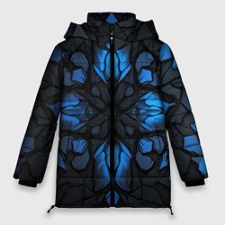 Куртка зимняя женская Синий абстрактный узор на плитах, цвет: 3D-красный