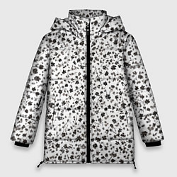 Куртка зимняя женская Маленькие цветочки паттерн, цвет: 3D-черный