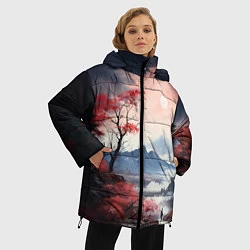 Куртка зимняя женская Луна над горами, цвет: 3D-черный — фото 2