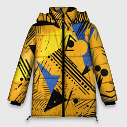Куртка зимняя женская Абстракция паттерн, цвет: 3D-черный