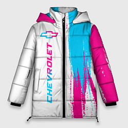 Куртка зимняя женская Chevrolet neon gradient style: по-вертикали, цвет: 3D-черный