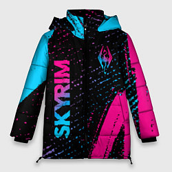 Куртка зимняя женская Skyrim - neon gradient: надпись, символ, цвет: 3D-черный
