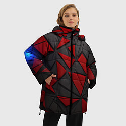Куртка зимняя женская Черные и красные объемные элементы, цвет: 3D-черный — фото 2