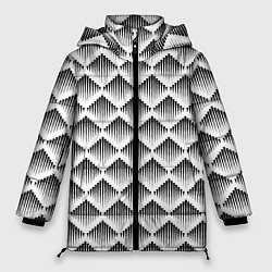 Куртка зимняя женская Ромбы из черных треугольников, цвет: 3D-светло-серый