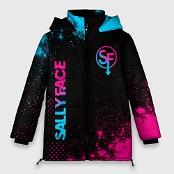 Куртка зимняя женская Sally Face - neon gradient: надпись, символ, цвет: 3D-черный