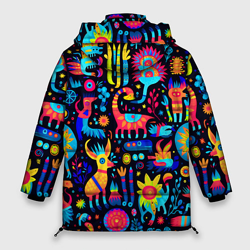 Женская зимняя куртка Космические веселые монстрики / 3D-Черный – фото 2