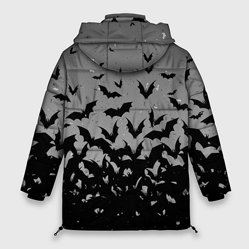 Женская зимняя куртка Серый фон и летучие мыши / 3D-Черный – фото 2