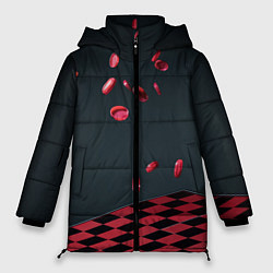 Куртка зимняя женская Настольная игра шашки, цвет: 3D-черный