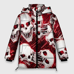 Куртка зимняя женская Черепа киберпанк, цвет: 3D-светло-серый