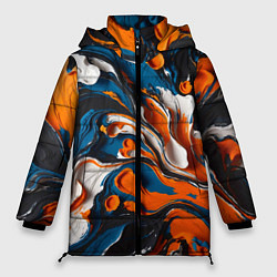 Женская зимняя куртка Акриловые краски - оранжевые