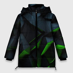 Куртка зимняя женская Черные и зеленые плиты, цвет: 3D-черный