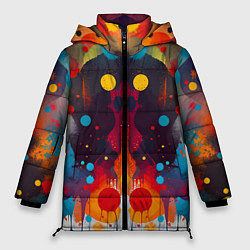 Куртка зимняя женская Mirrow colorful blots - abstraction - vogue, цвет: 3D-красный