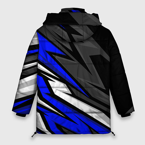 Женская зимняя куртка Volkswagen - Синяя абстракция / 3D-Черный – фото 2