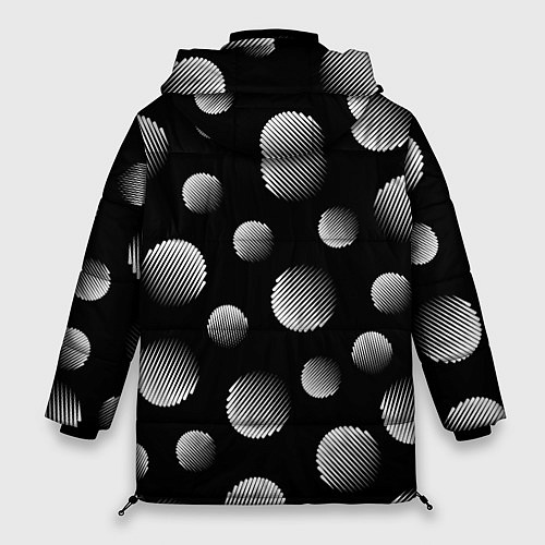Женская зимняя куртка Шары в полоску на черном фоне / 3D-Черный – фото 2