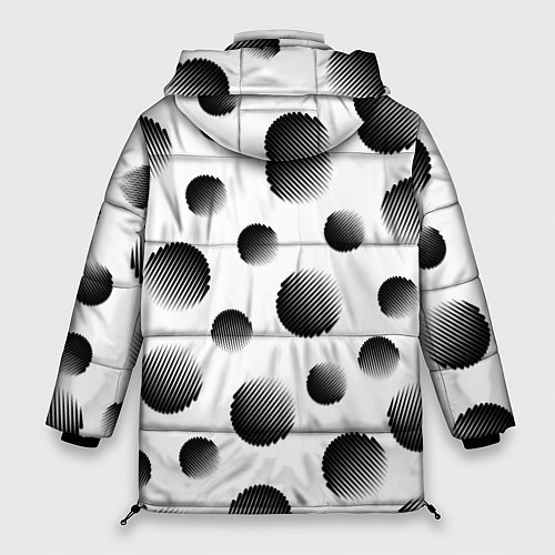 Женская зимняя куртка Черные полосатые шары на белом / 3D-Черный – фото 2
