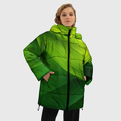 Куртка зимняя женская Зеленая абстракция, цвет: 3D-черный — фото 2