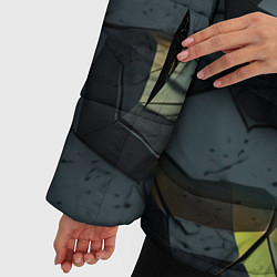 Куртка зимняя женская Черная текстура с зелеными камнями, цвет: 3D-черный — фото 2
