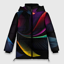 Женская зимняя куртка Ночная абстракция из разноцветных лучей