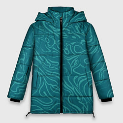 Куртка зимняя женская Абстракция зелёный разводы, цвет: 3D-черный