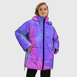 Куртка зимняя женская Сиреневая абстракция, цвет: 3D-черный — фото 2