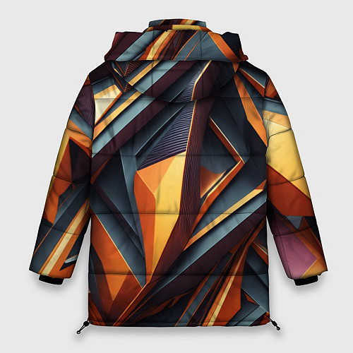 Женская зимняя куртка Разноцветная 3D геометрия узоров метавселенной / 3D-Черный – фото 2
