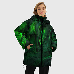 Куртка зимняя женская Зеленые разводы, цвет: 3D-красный — фото 2