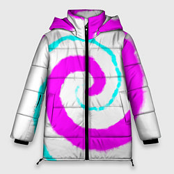 Куртка зимняя женская Тай-дай розовый, цвет: 3D-черный