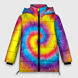 Куртка зимняя женская Тай-дай сочные цвета, цвет: 3D-черный