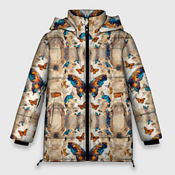 Куртка зимняя женская Бабочки узор, цвет: 3D-светло-серый