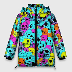 Женская зимняя куртка Паттерн из черепов - поп-арт - иллюзия