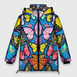Куртка зимняя женская Зеркальный паттерн из бабочек - мода, цвет: 3D-светло-серый