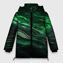 Женская зимняя куртка Зеленые абстрактные волны