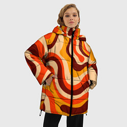 Куртка зимняя женская Ретро текстура линий, цвет: 3D-черный — фото 2