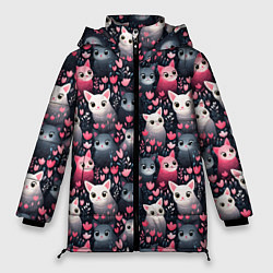 Куртка зимняя женская Котики цветочки милота, цвет: 3D-красный