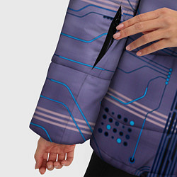 Куртка зимняя женская Технический фиолетовый паттерн, цвет: 3D-черный — фото 2