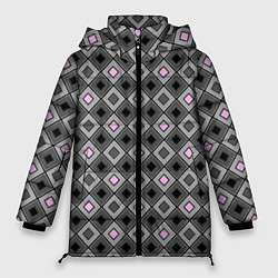 Женская зимняя куртка Серо - розовый геометрический узор