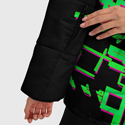 Куртка зимняя женская Кибер-глитч зелёный, цвет: 3D-светло-серый — фото 2