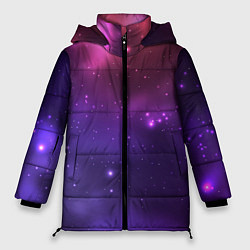 Женская зимняя куртка Разноцветный космос - неоновое свечение