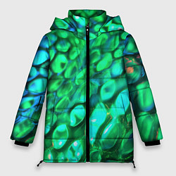 Женская зимняя куртка Объемная зеленая текстура в виде чешуи